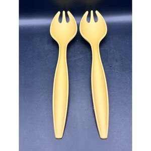 Vtg Tupperware Set of 2 Serving‎ Utensils Salad Forks Kitchen Harvest Gold 12"